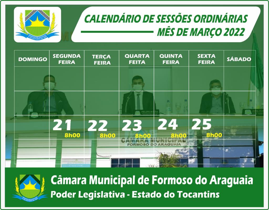 Sessões  do mês de Março de 2022