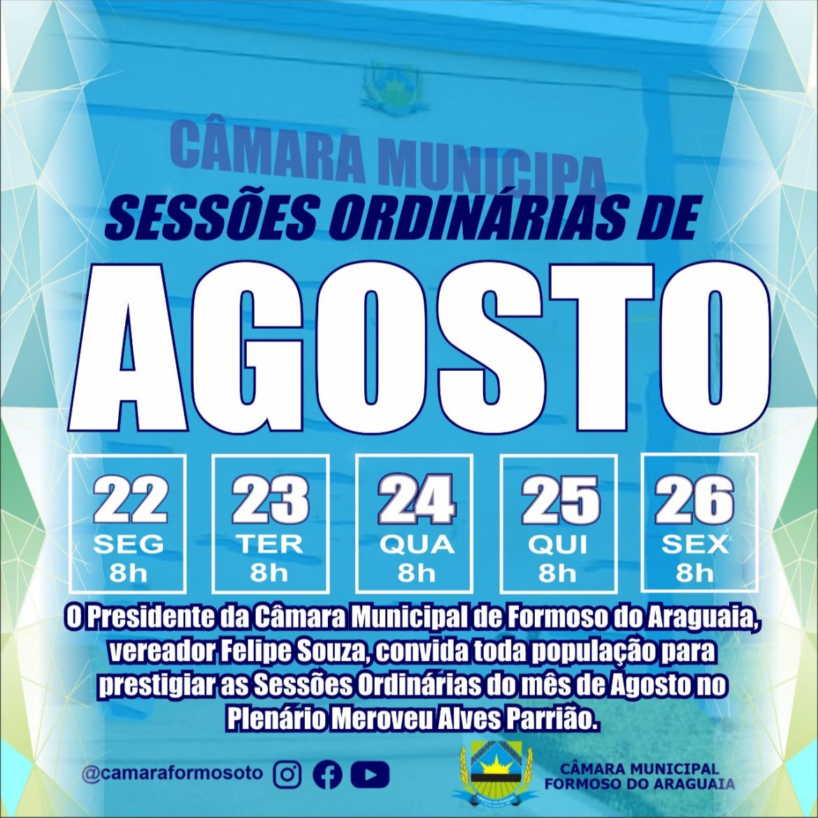 Sessões Ordinárias - Agosto-2022